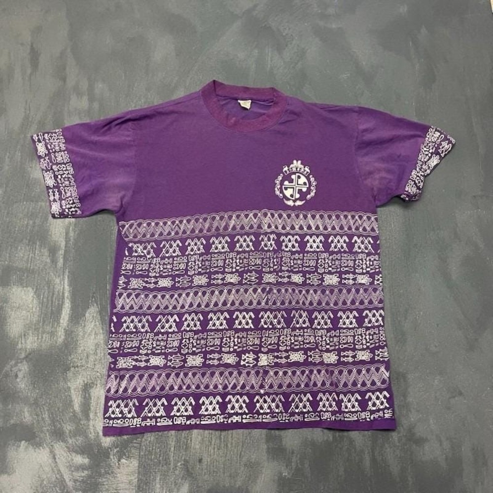Vintage Embroidered Single Stitch T-Shirt Men XL Purple 1990s Fruit of the Loom